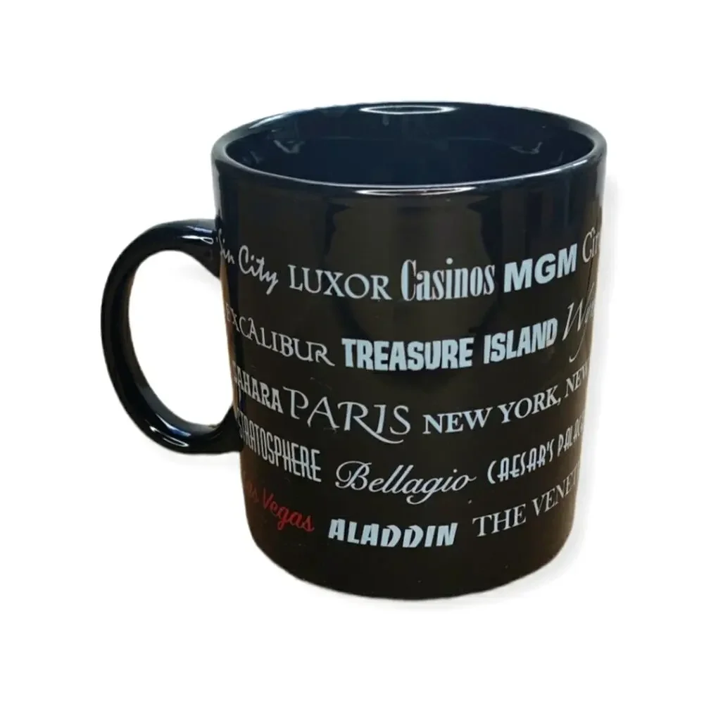 Las Vegas Sin City Casino Novelty Souvenir Black Ceramic Coffee Tea‎ Mug